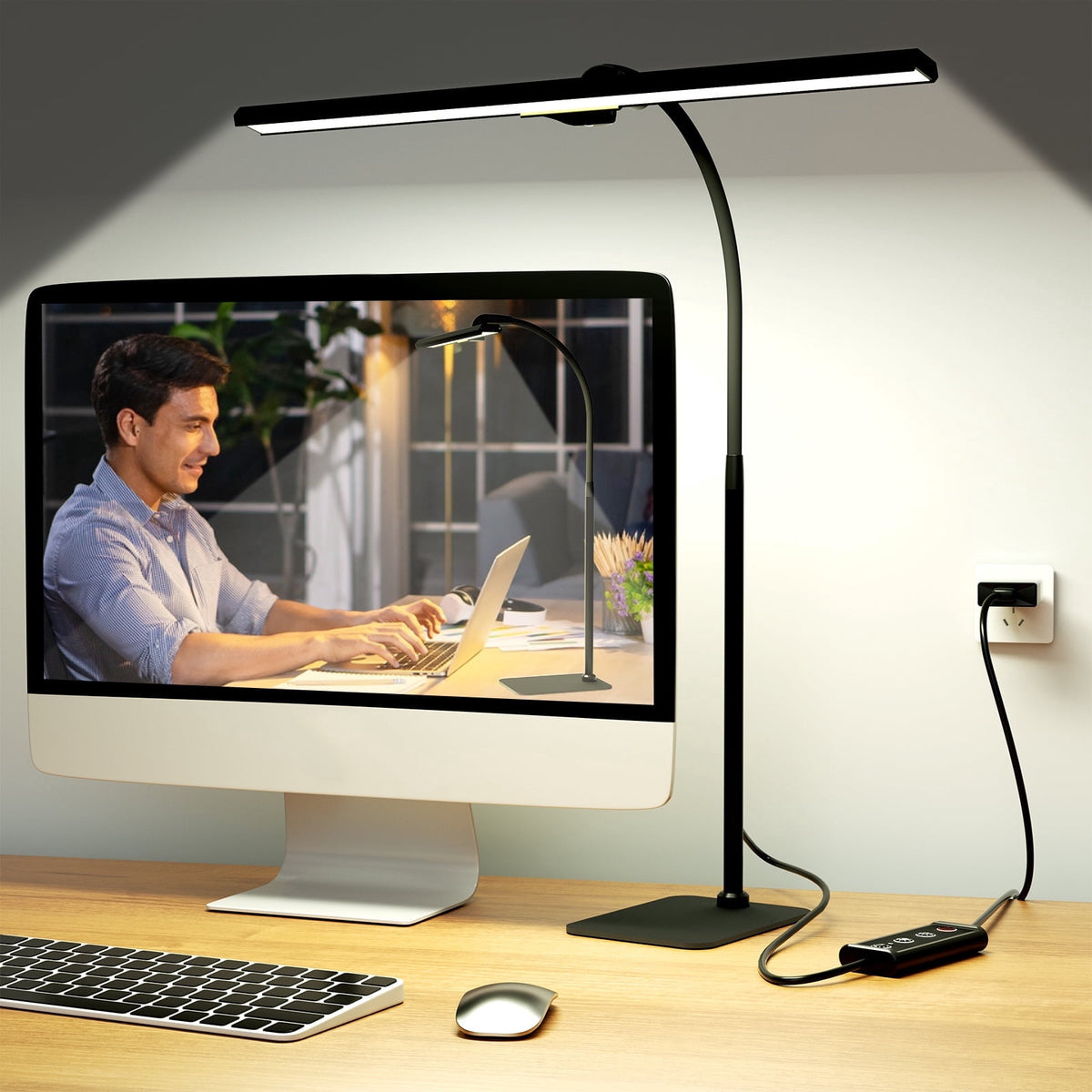 Elladera Lococo LED Desk Lamp, Tall Gooseneck, 5-Level Dimmable Brightness & Color