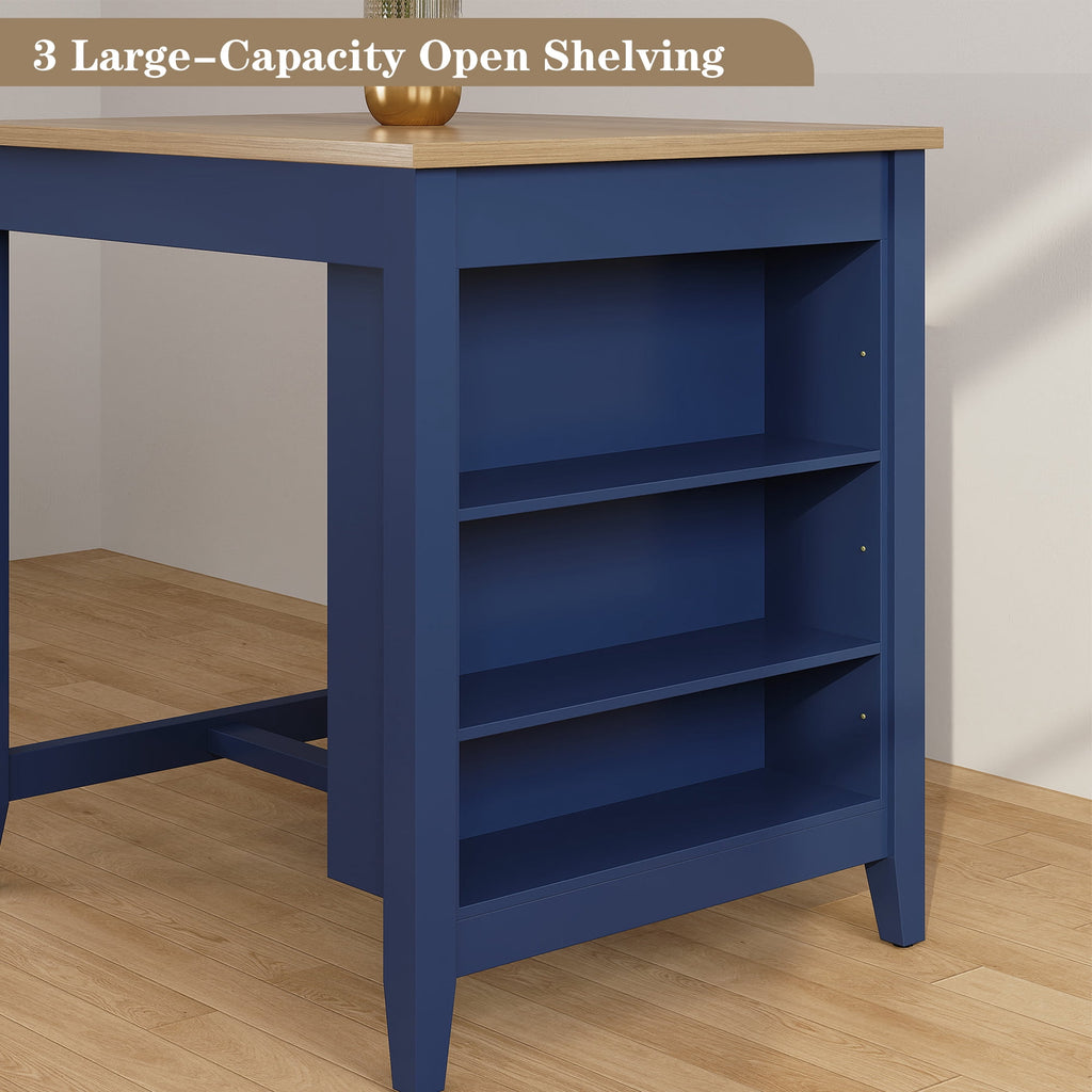 Elladera HLR Farmhouse Blue Dining Table for 2 with Seasoning Rack, Kitchen Dining