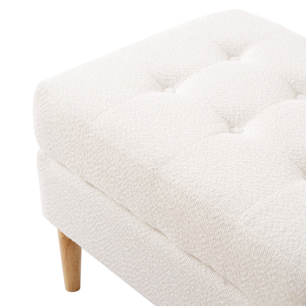 Elladera Christopher Knight Home Tufted Boucle Upholstered Ottoman with Rubberwood
