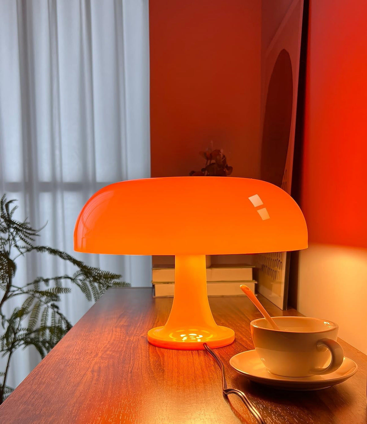 Elladera Hnjugfe Midcentury Modern 1-Light LED Desk Lamp Mushroom Table Lamp,