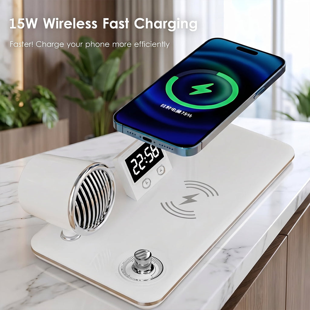 Elladera Behome 4-in-1 Desk Lamp with Wireless Charger, Digital Clock & Bluetooth