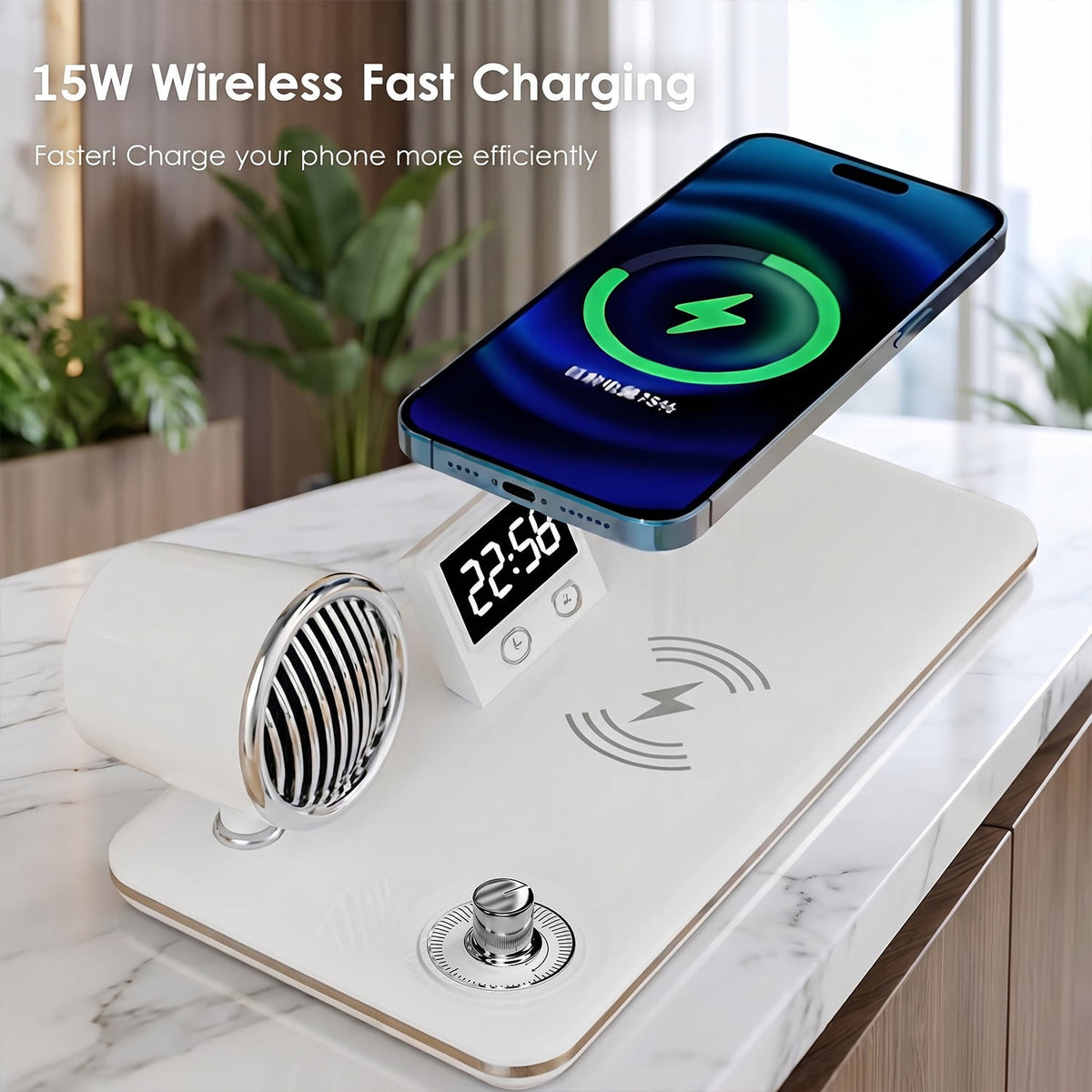 Elladera Behome 4-in-1 Desk Lamp with Wireless Charger, Digital Clock & Bluetooth