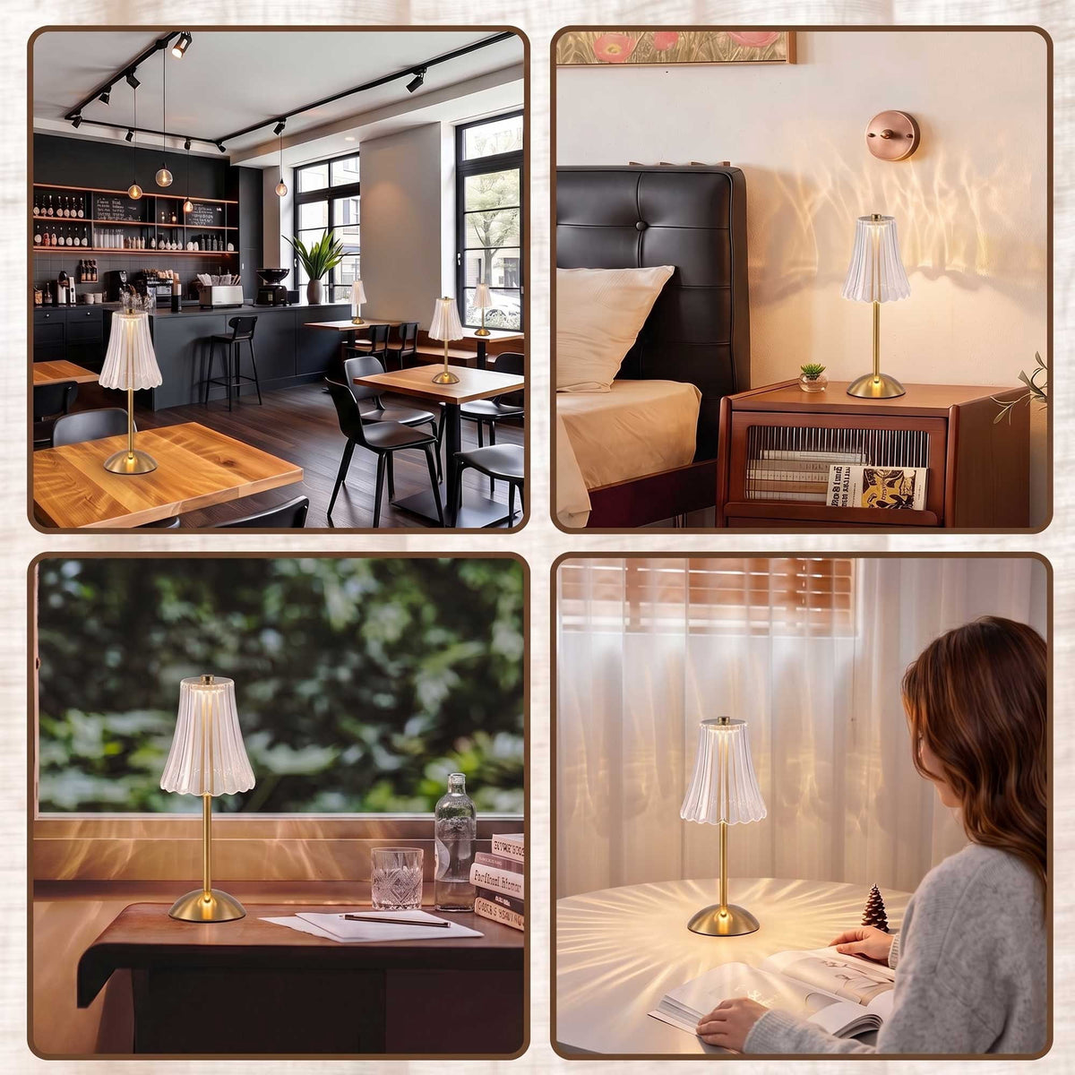 Elladera Cordless Table Lamp 2 Pack, 3 Color Temperatures & Stepless Dimming, Table