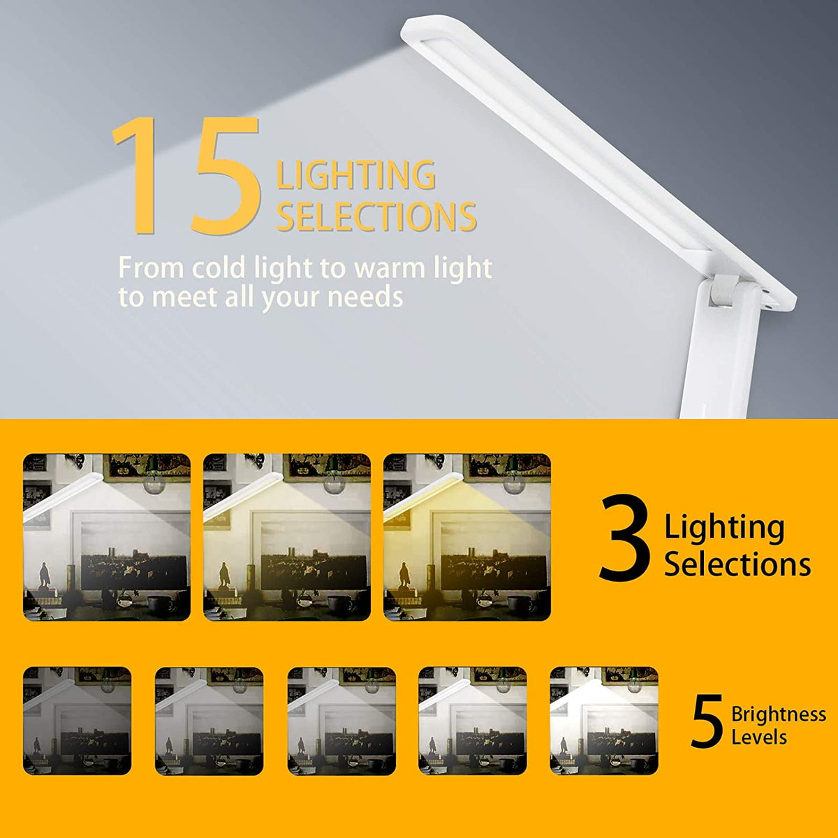 Elladera Wewdigi LED Desk Lamp with Adjustable Brightness Level for Eye Protection,