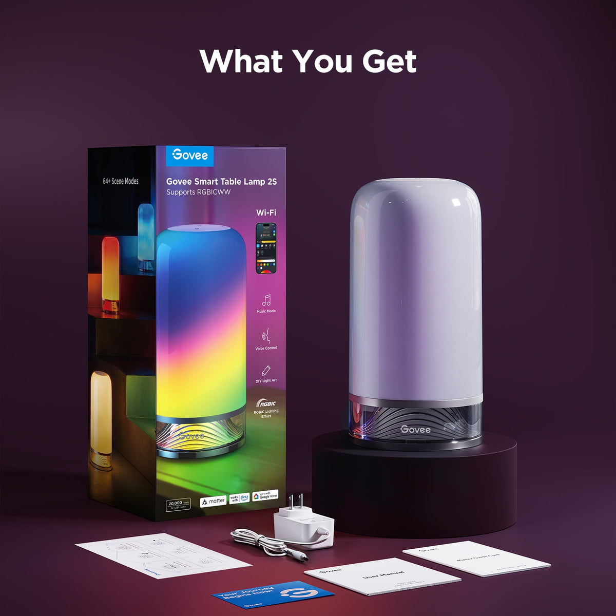 Elladera Govee Smart Table Lamp Bedside Lamp- RGBIC Color Changing, Dimmable, Touch