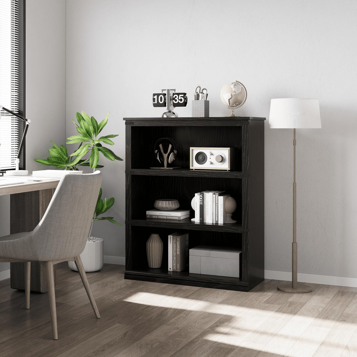 Elladera Compact Tall Farmhouse Bookshelf – Rustic Wooden Bookcase with Open