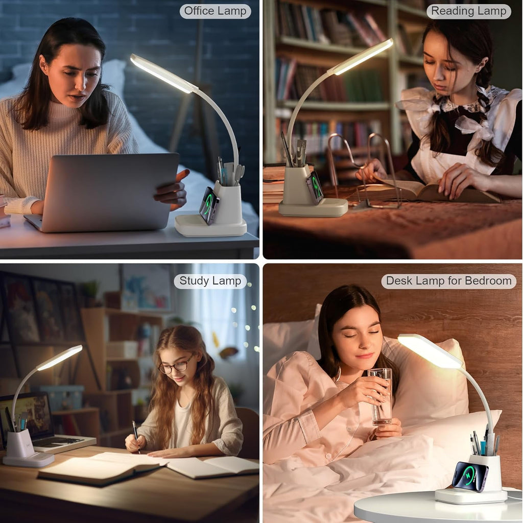 Elladera Desk Lamp with Wireless Charger, LED Desk Lamps for Home Office Eye-Caring