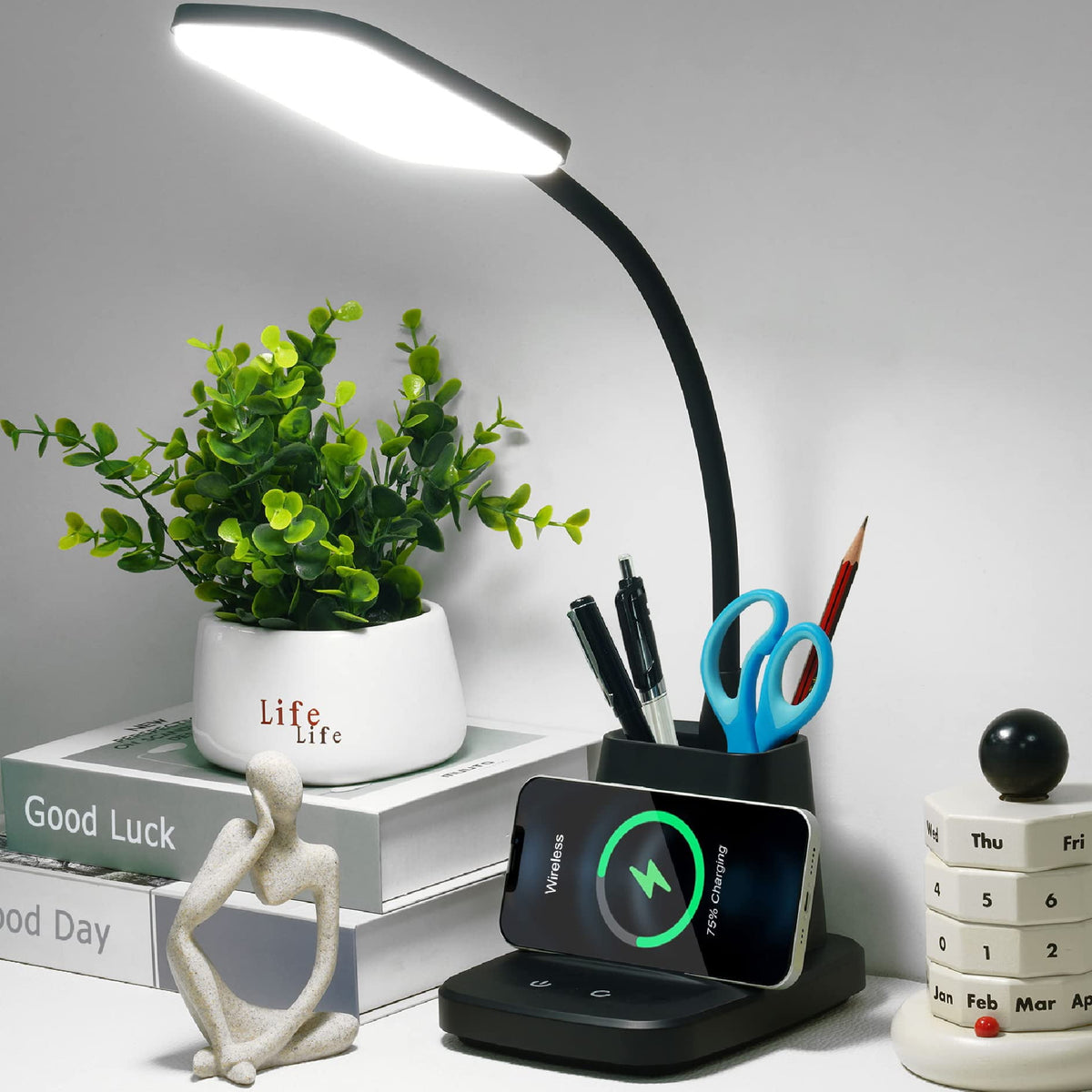Elladera Sailstar LED Desk Lamp with Wireless Charging, 3 Color Modes,CRI 85,