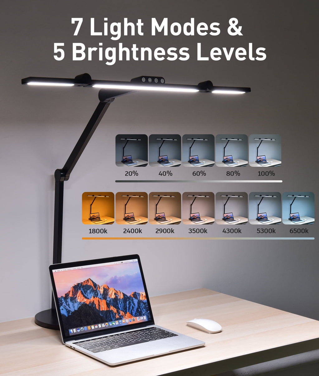 Elladera VicTsing 3-Light Bar Architect LED Desk Lamp, 35 Lighting Modes & 7 Joint