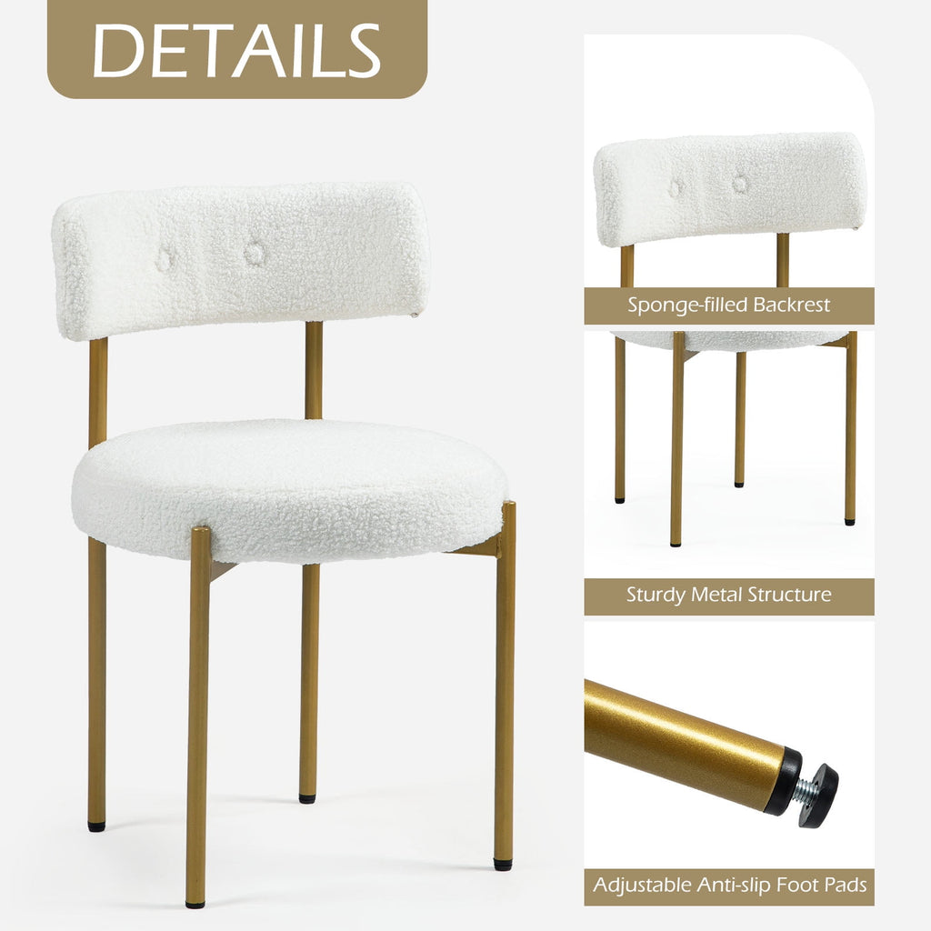 Elladera Homhum Mid-Century Modern Dining Chairs Set of 2, Upholstered Boucle