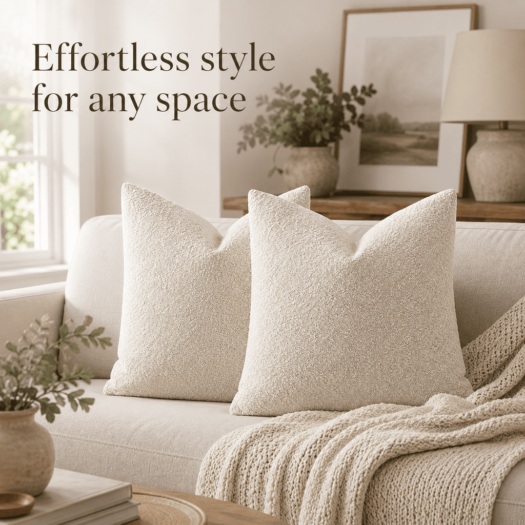 Elladera 20x20 Pillow Covers Set of 2, Textured Boucle Decorative Throw Pillow