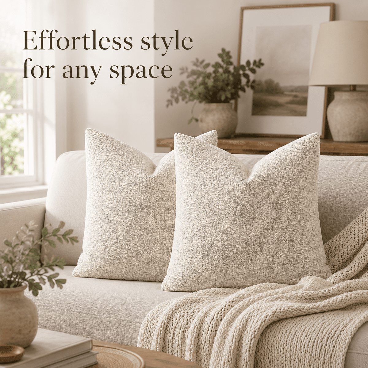 Elladera 20x20 Pillow Covers Set of 2, Textured Boucle Decorative Throw Pillow