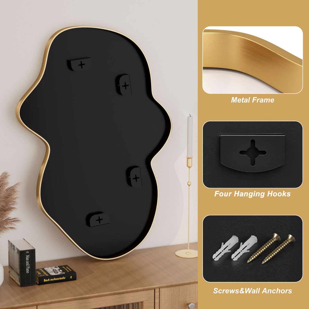 Elladera 24"x40" Fluid Wall Mirror Irregular Vanity Mirror for Bthroom