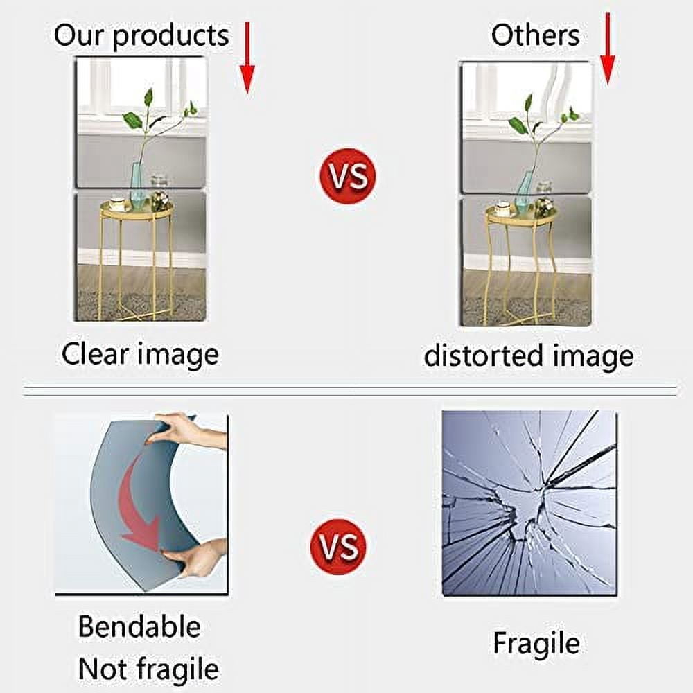 Elladera Full Body Length Mirrors for Walls, 12x12 4pcs Acrylic Plexiglass