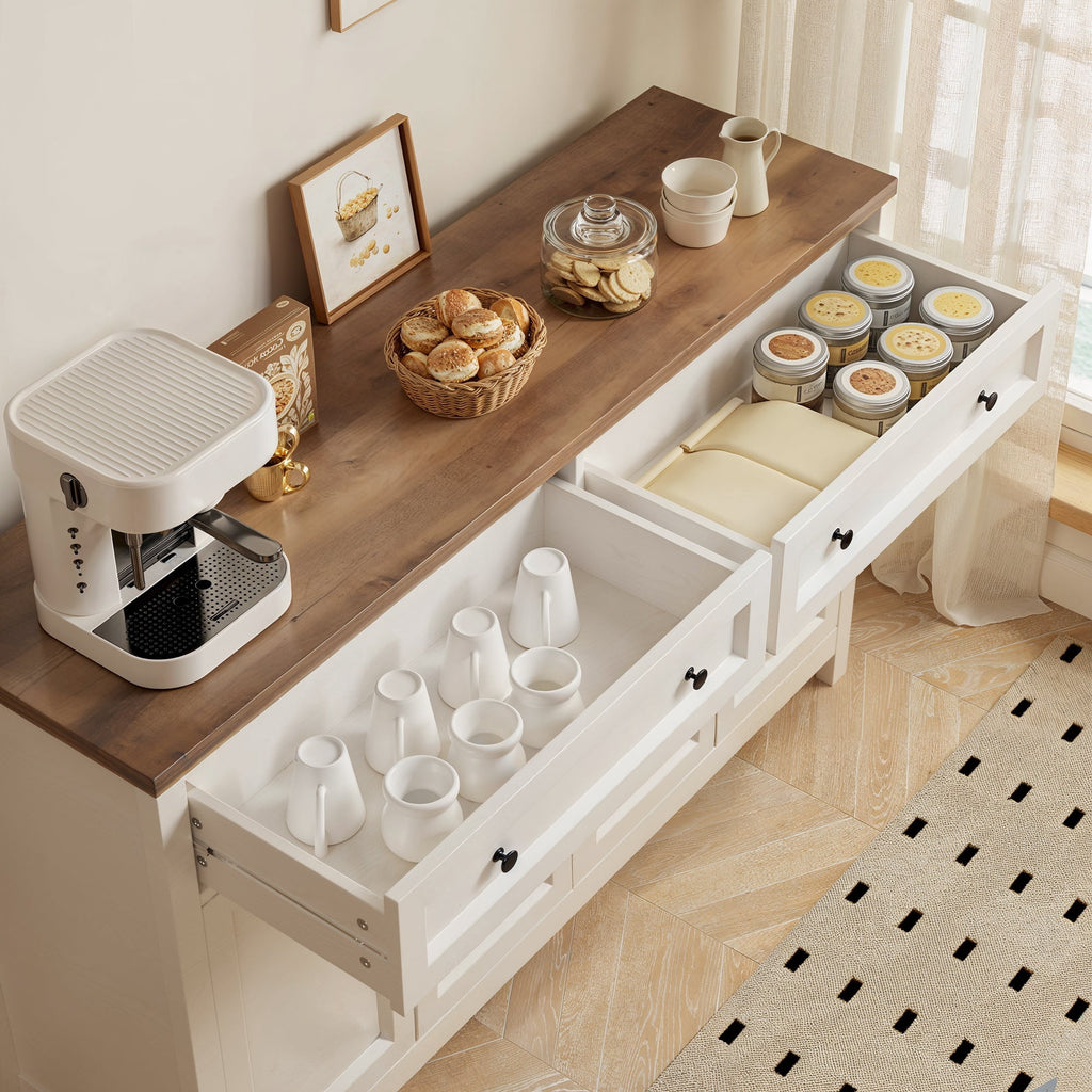 Elladera Aiho 55.1" Buffet Cabinet with 2 Drawers and 4 Doors, Farmhouse Sideboard