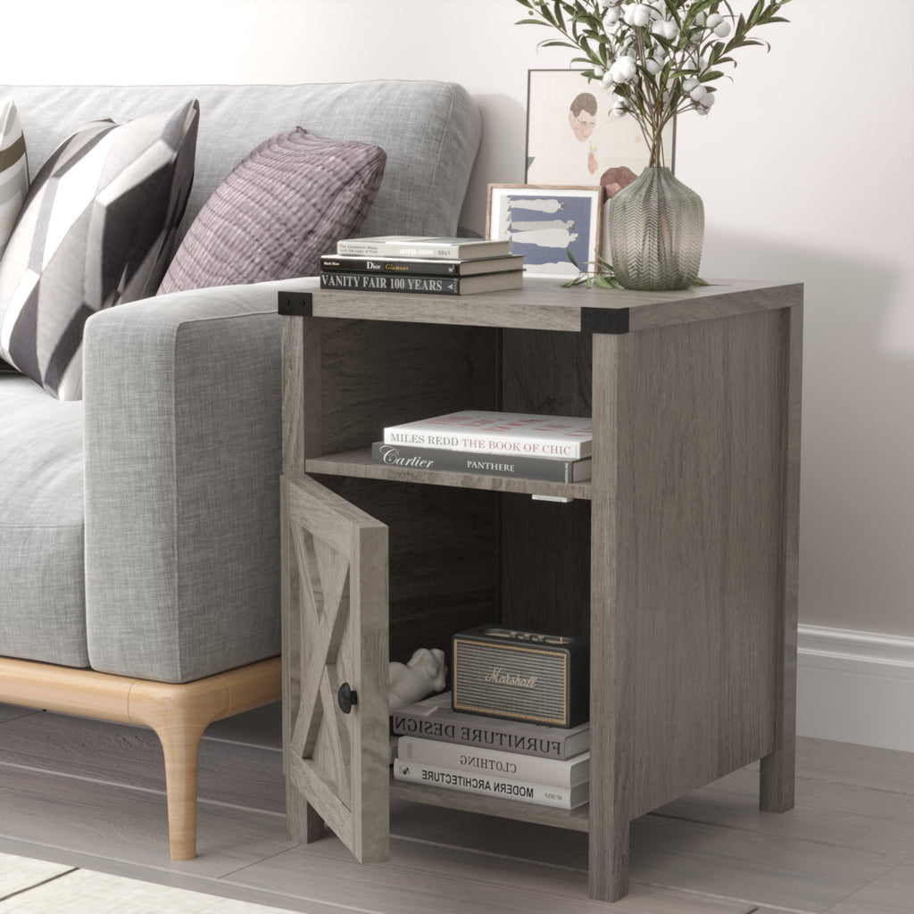 Elladera Catrimown Farmhouse End Table for Living Room Set of 2, Side Table