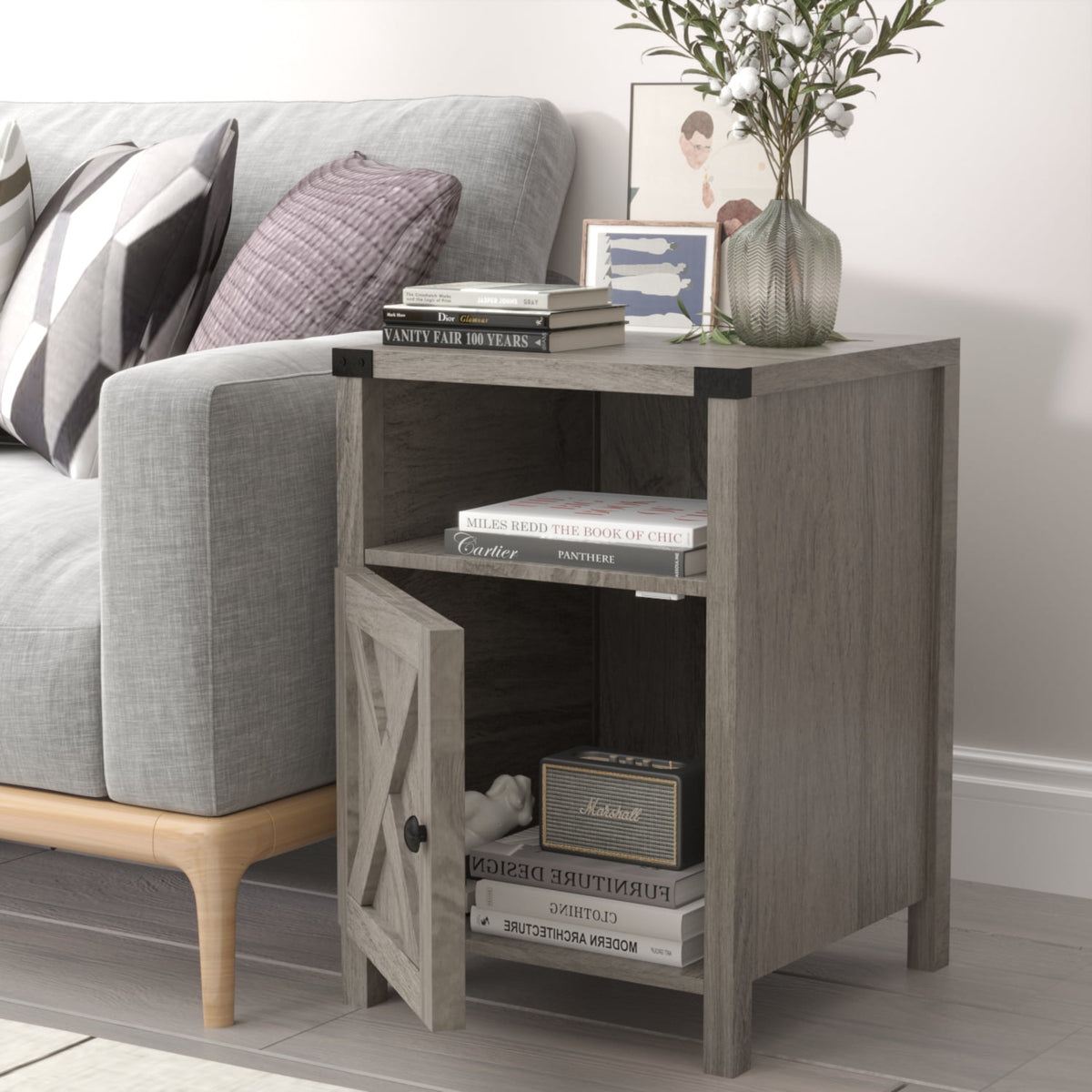 Elladera Catrimown Farmhouse End Table for Living Room Set of 2, Side Table