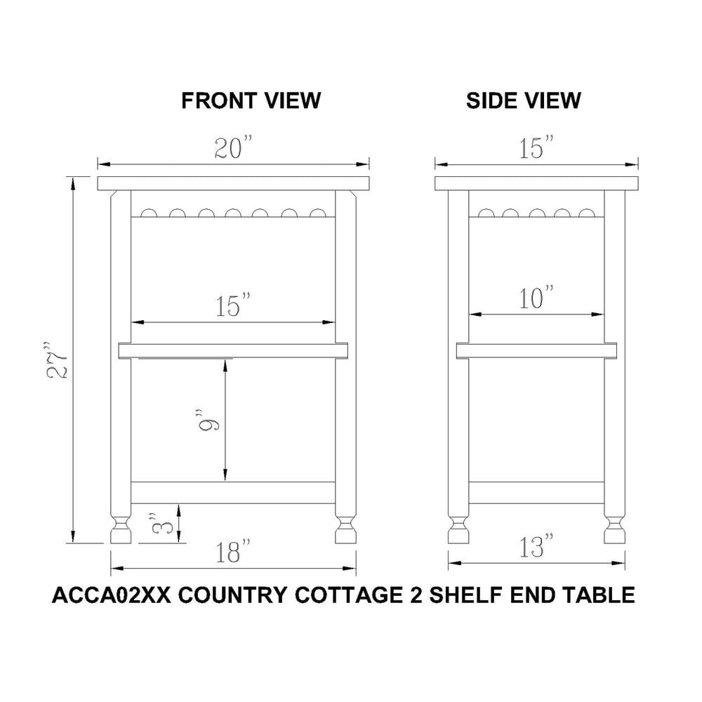 Elladera Alaterre Country Cottage 2 Shelf End Table, Rustic Farmhouse Side Table,