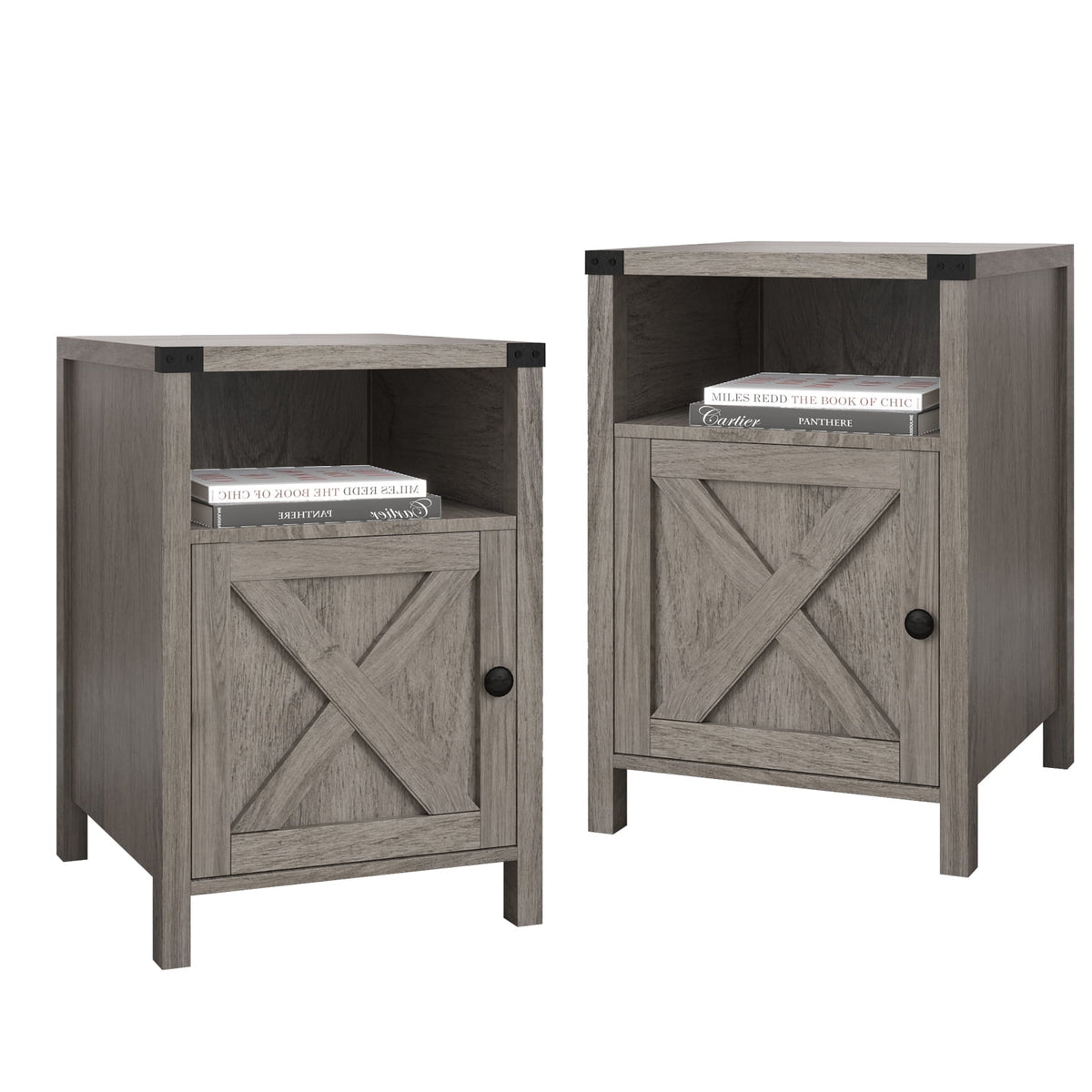 Elladera Catrimown Farmhouse End Table for Living Room Set of 2, Side Table