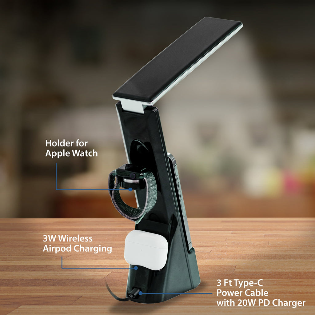 Elladera 10.9' 5-in-1 LED Dimmable Wireless Charging Foldable Hinge Desk Lamp