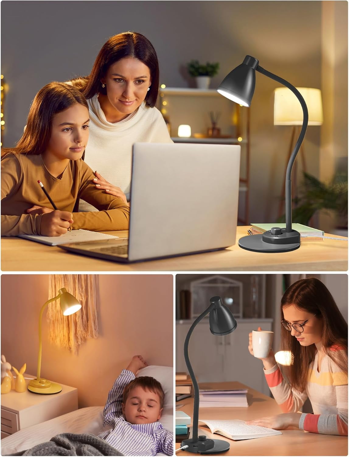 Elladera BOHON LED Desk Lamp with USB Charging Port 3 Color Modes Dimmable Reading