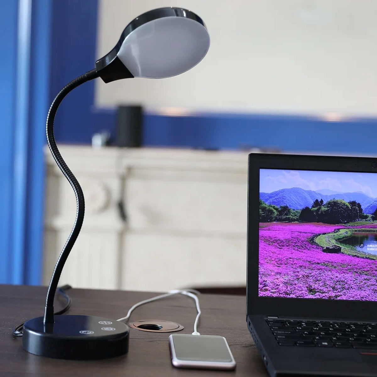 Elladera LED Desk Lamp, 14.3 in, Dimmable Touch Control, Black Finish, 1-Pack