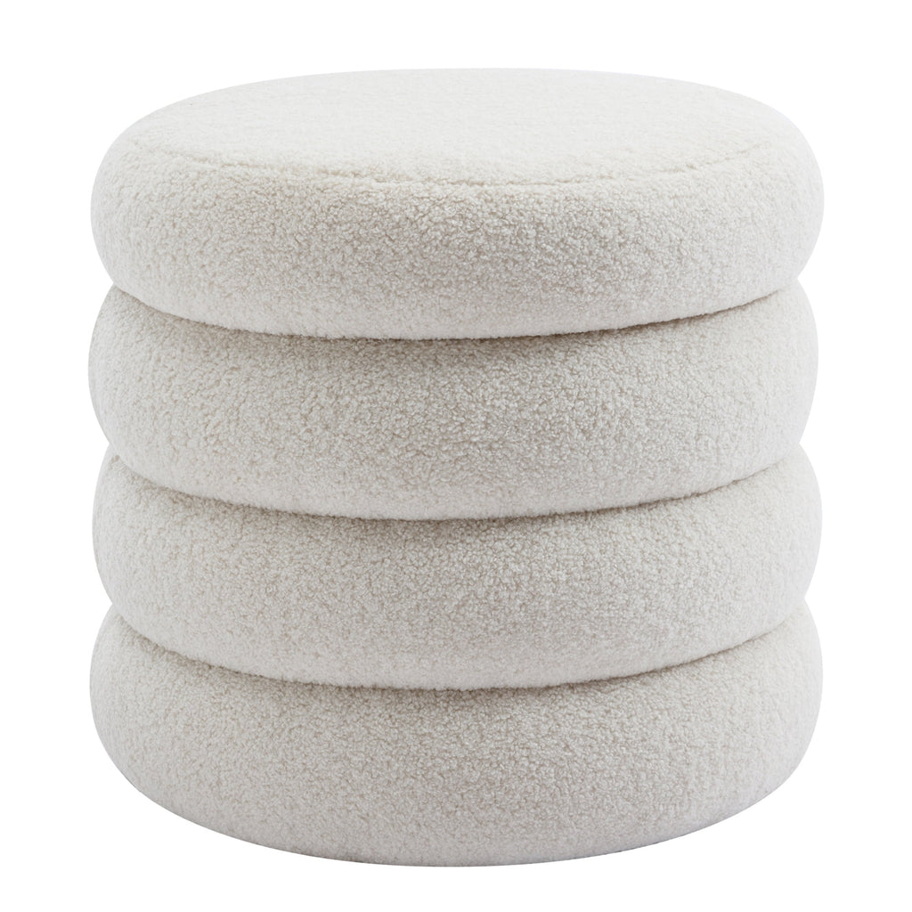 Elladera Zesthouse 19.5" Wide Round Boucle Storage Ottoman, Tufted Sherpa Ottoman