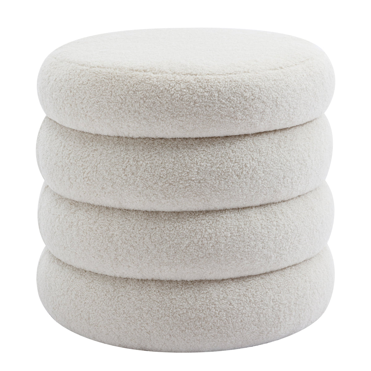 Elladera Zesthouse 19.5" Wide Round Boucle Storage Ottoman, Tufted Sherpa Ottoman
