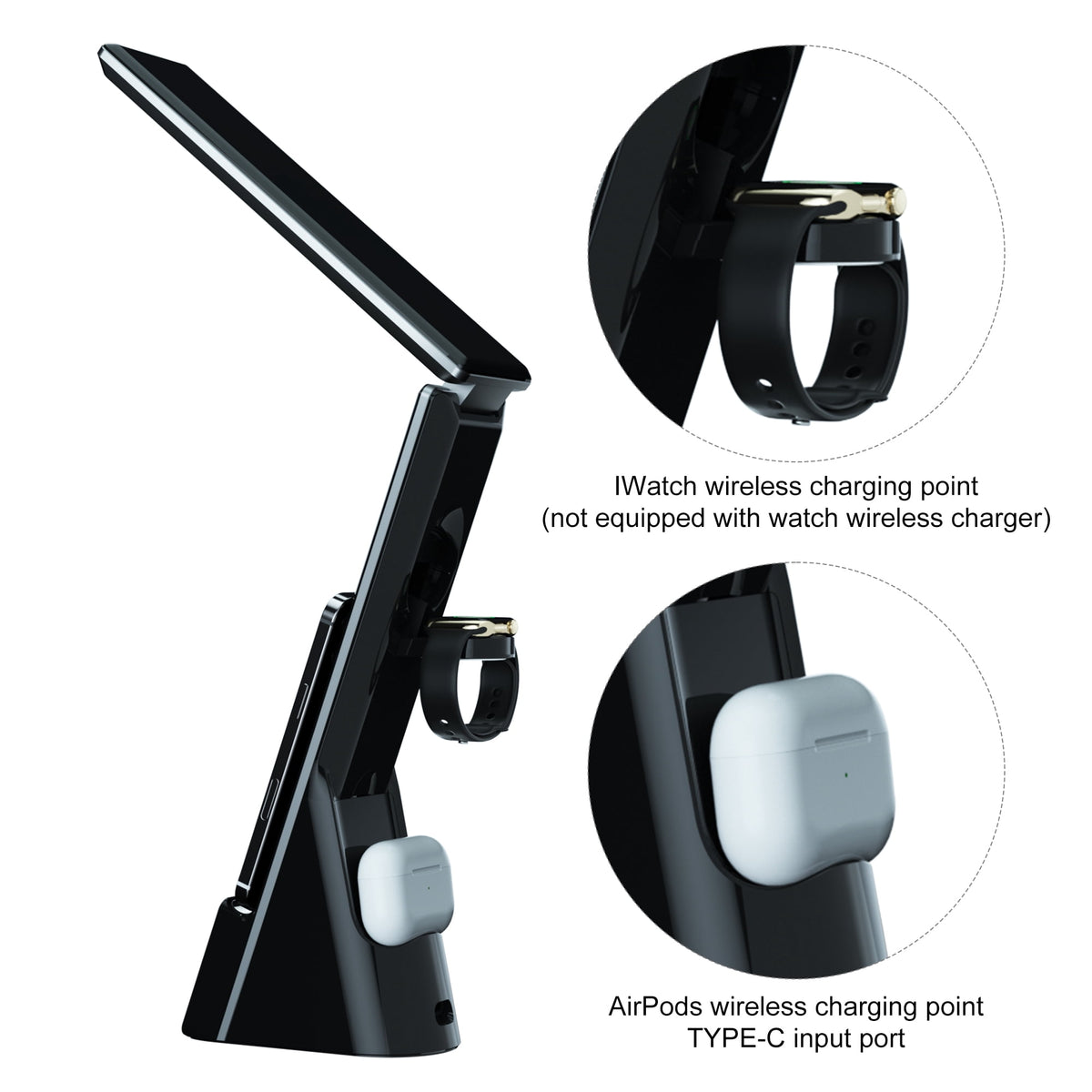 Elladera LED Desk Lamp with Wireless Charging,7-in-1 Touch Control Table Lamp,15W