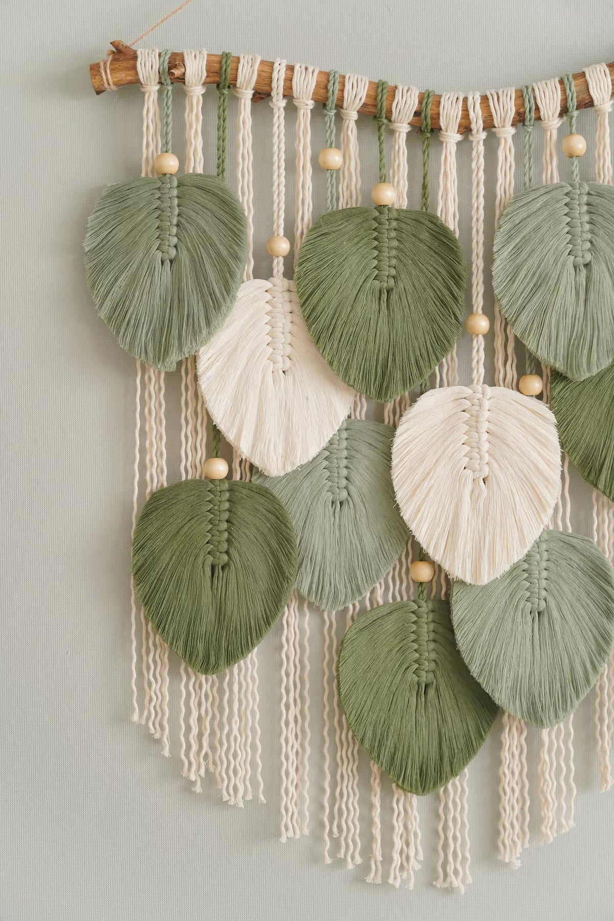 Green Leaves Macrame Wall Hanging | Minimalist Decor